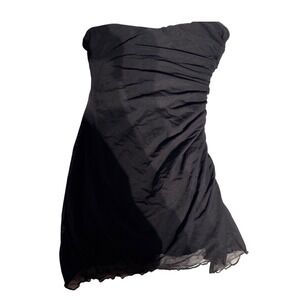 Thats So‎ Fetch Black Mesh Ruched Strapless Bodycon Mini Dress Women's Size 4